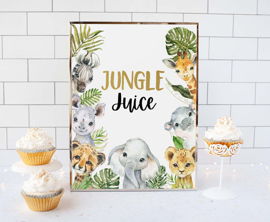 Jungle Juice Sign | Safari Animals Party Table Decorations - 35A