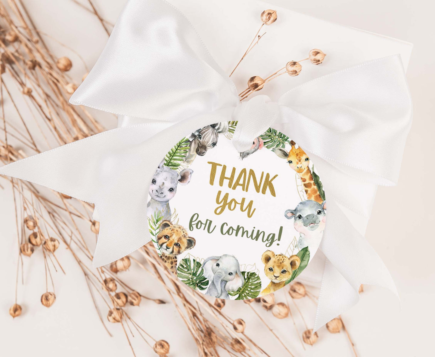 Safari Thank You Tags 2"x2" | Jungle Themed Party Decorations - 35A