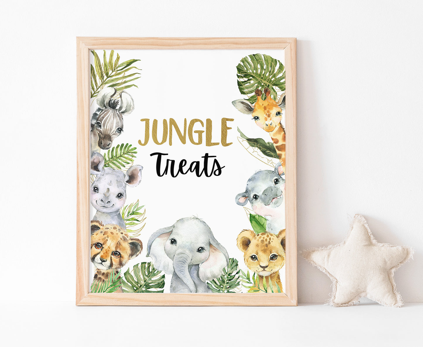 Jungle Treats table Sign | Safari Animals Party Table Decorations - 35A