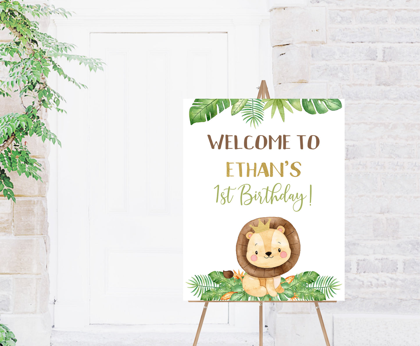 Lion Welcome Sign Birthday | Safari Theme Party Decorations - 35E