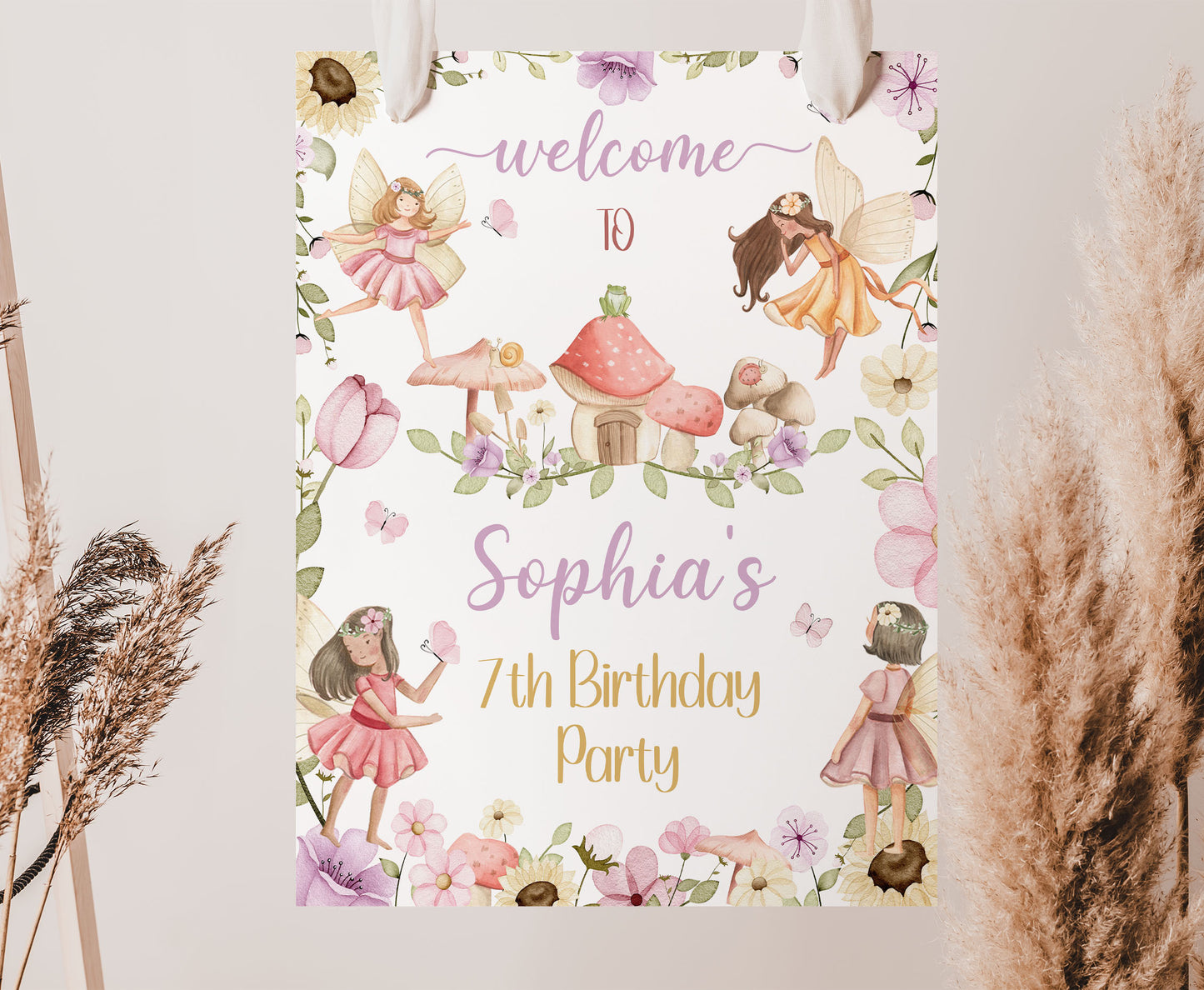 Editable Floral Fairy Welcome Sign | Fairy birthday  party decorations - 10A