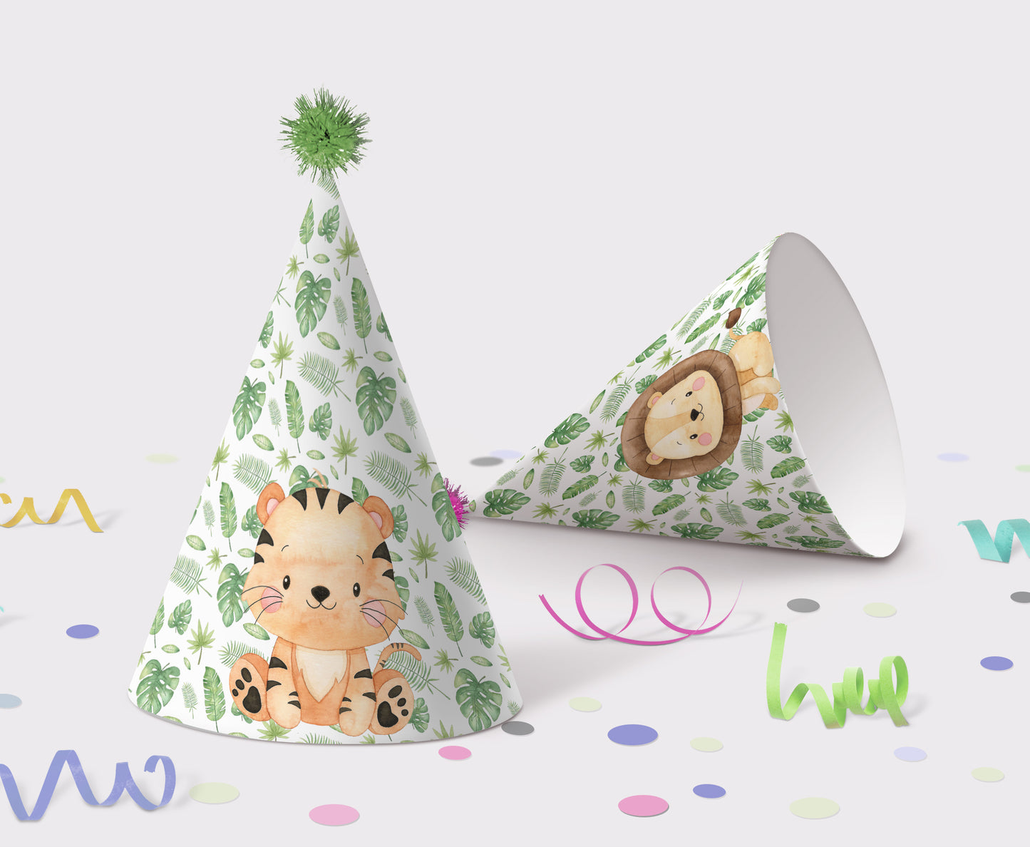 Safari Party Hats | Jungle Themed Birthday Party Decorations - 35E