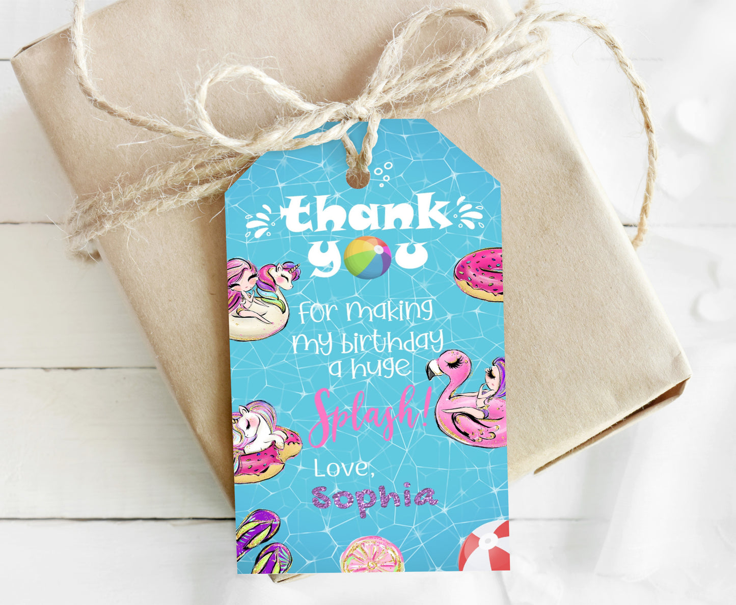 Pool Party Thank You Tag | Summer Birthday Party Printables - 40C