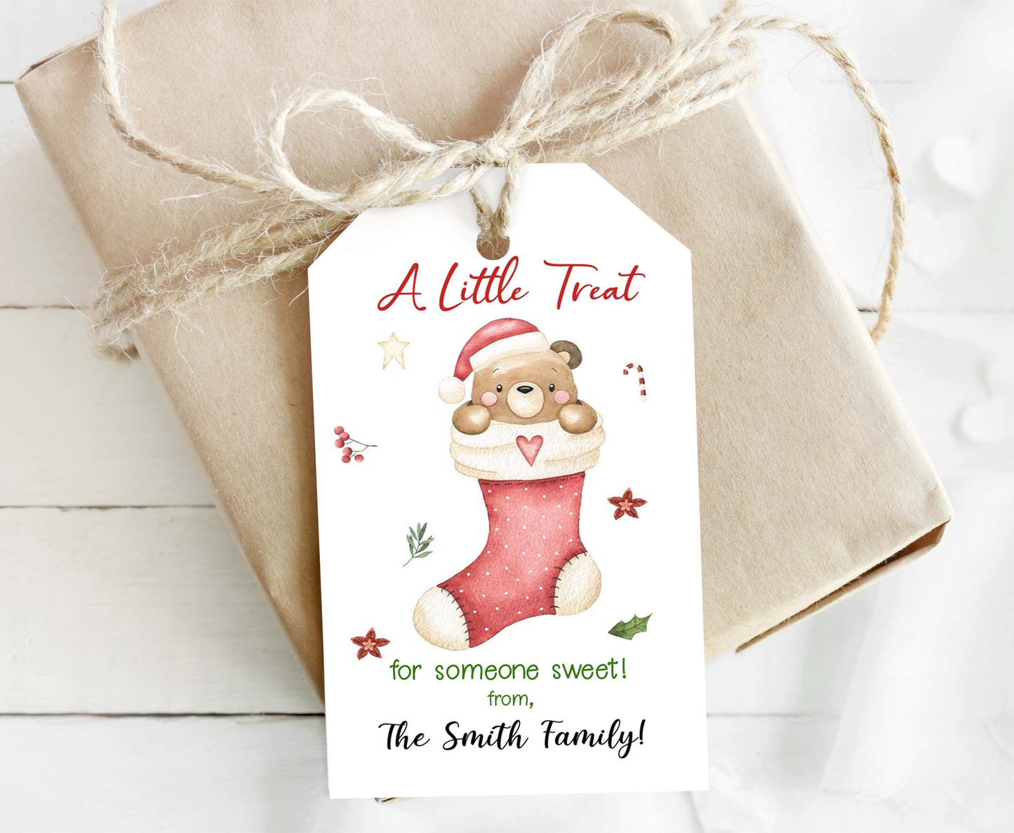 A Little Treat for someone sweet Tags | Editable Bear Christmas Favor Tag - 112