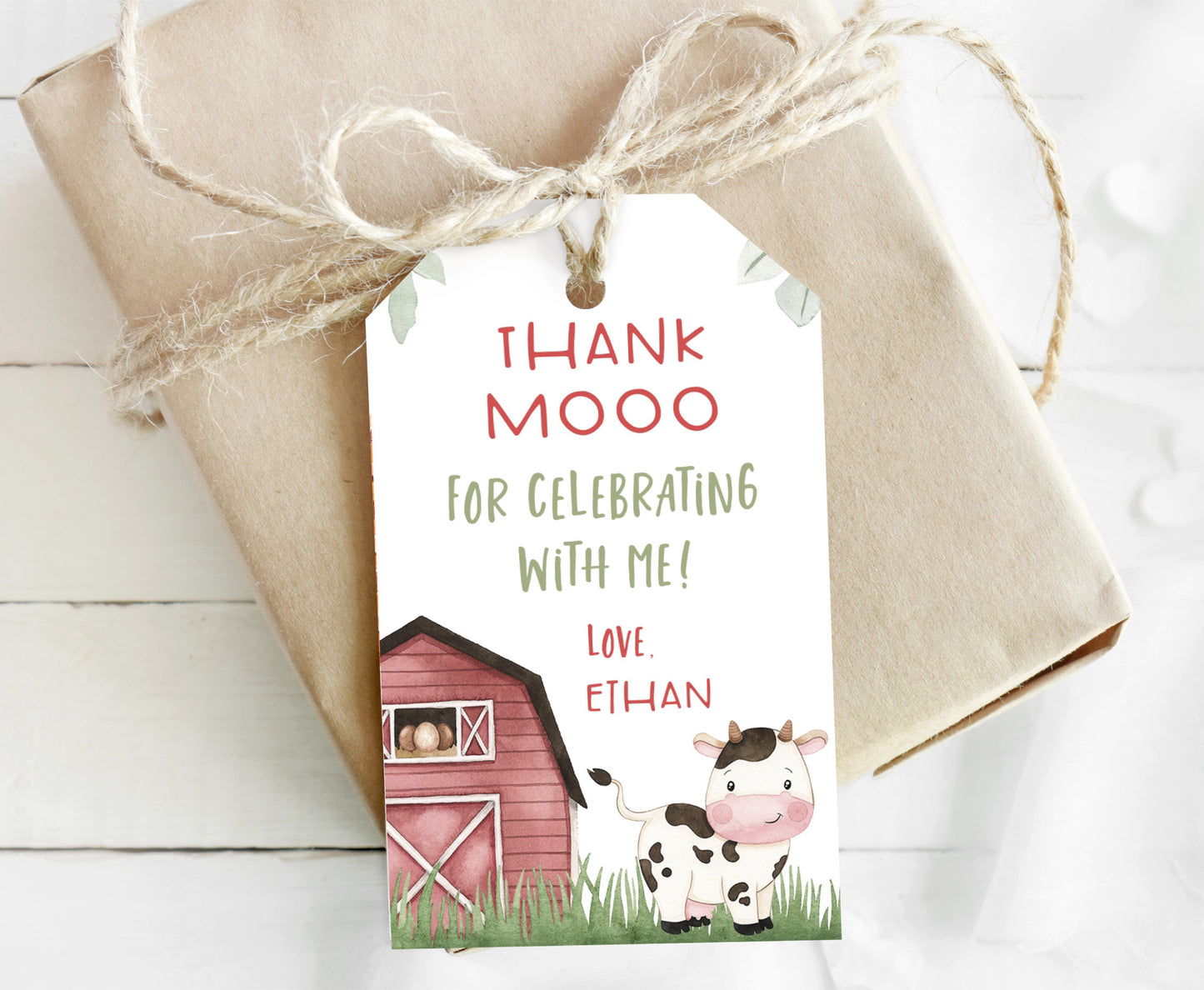 Cow Thank You Tags | Farm Birthday Party Printable - 11A
