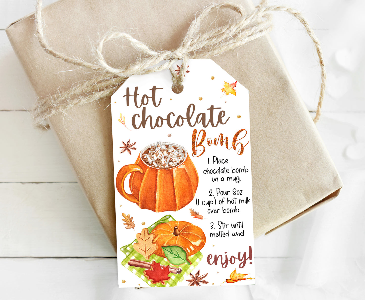 Hot Chocolate Bomb Inctructions Tags | Fall Favor Tags - 30