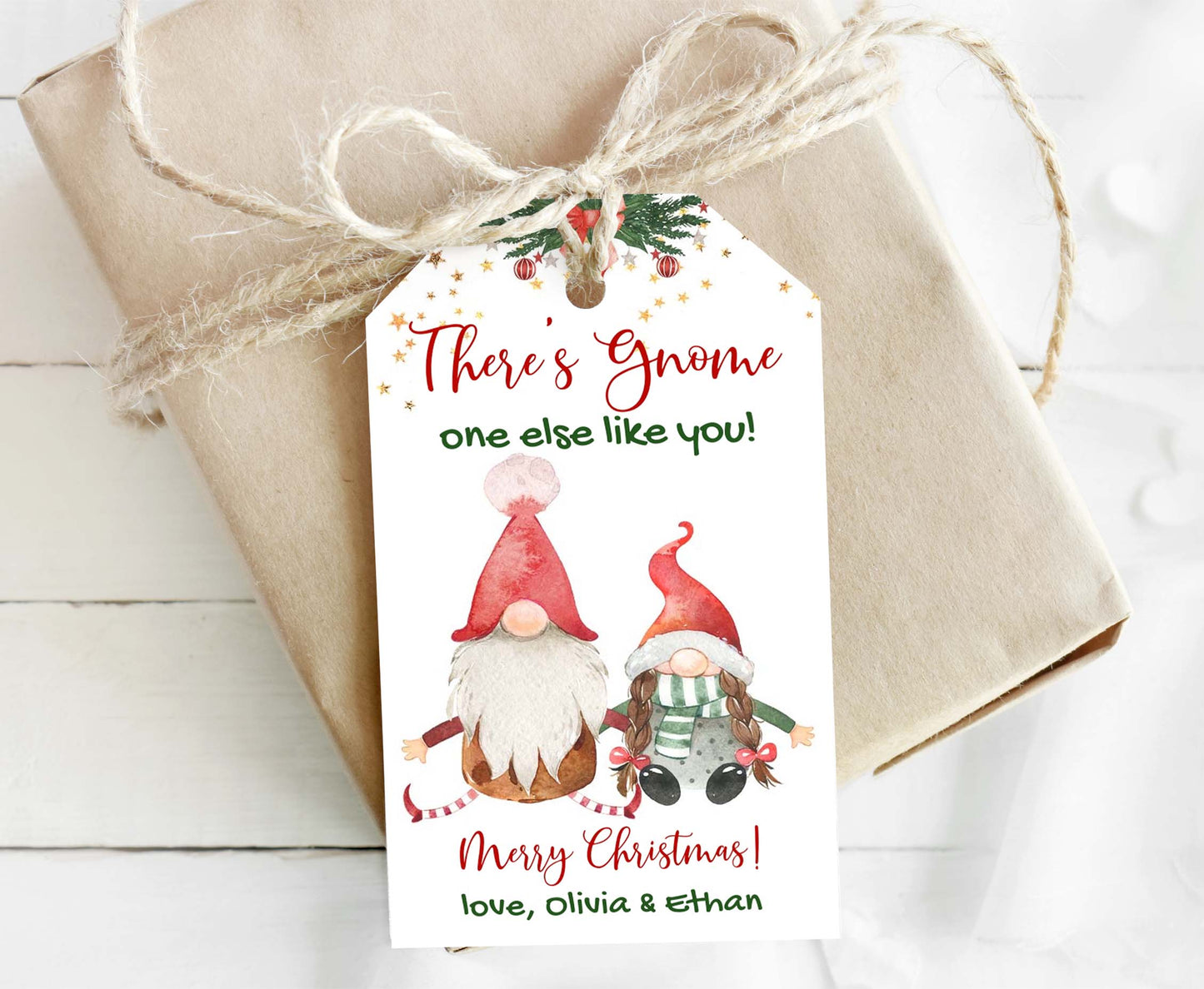 Gnome Christmas Tags, Editable Christmas gift Tags - 112