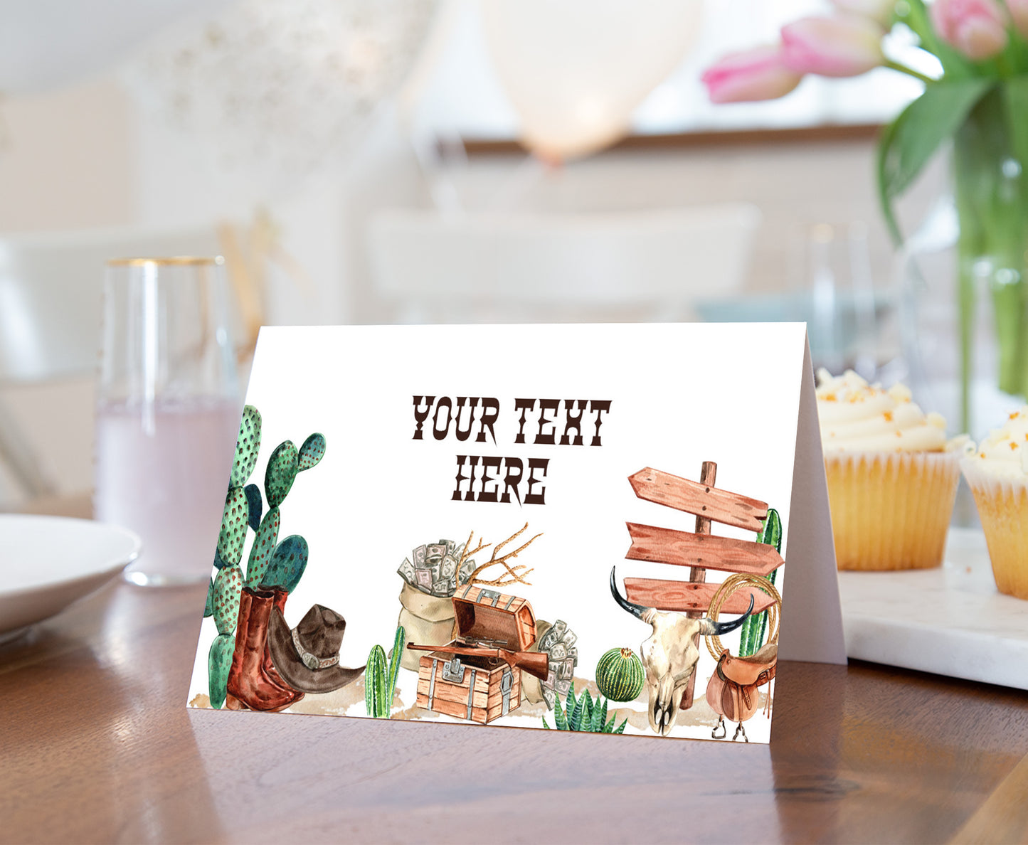 EDITABLE Rodeo Place Cards |  Cowboy Party Food Labels - 34A