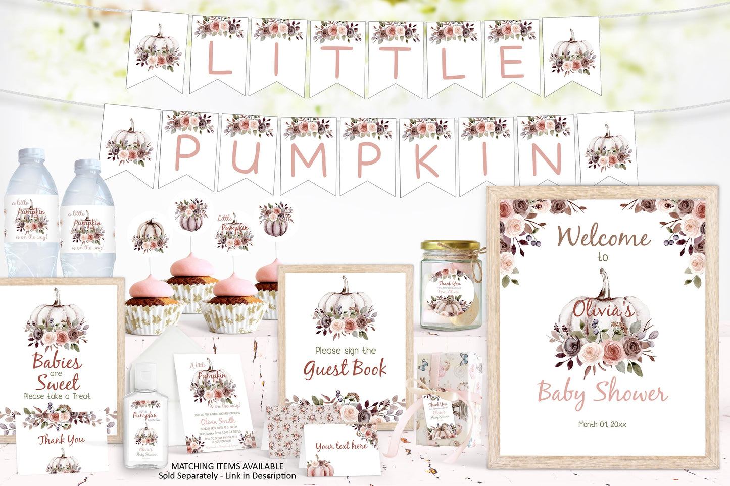 Fall Thank You Tags | Editable Pumpkin Baby Shower Decorations - 30I