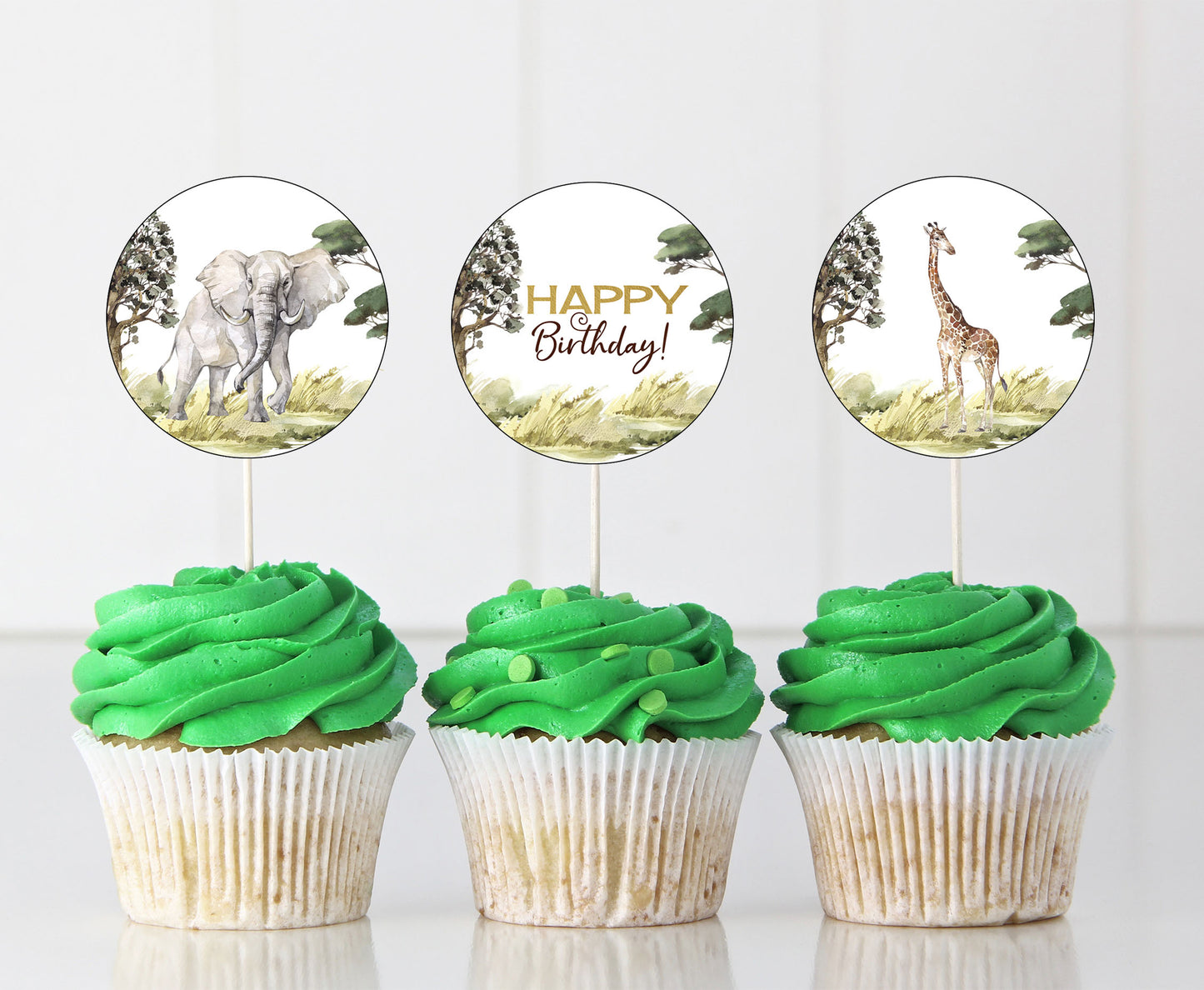 Safari Cupcake Toppers | Jungle Themed Birthday Cupcake Picks - 35I