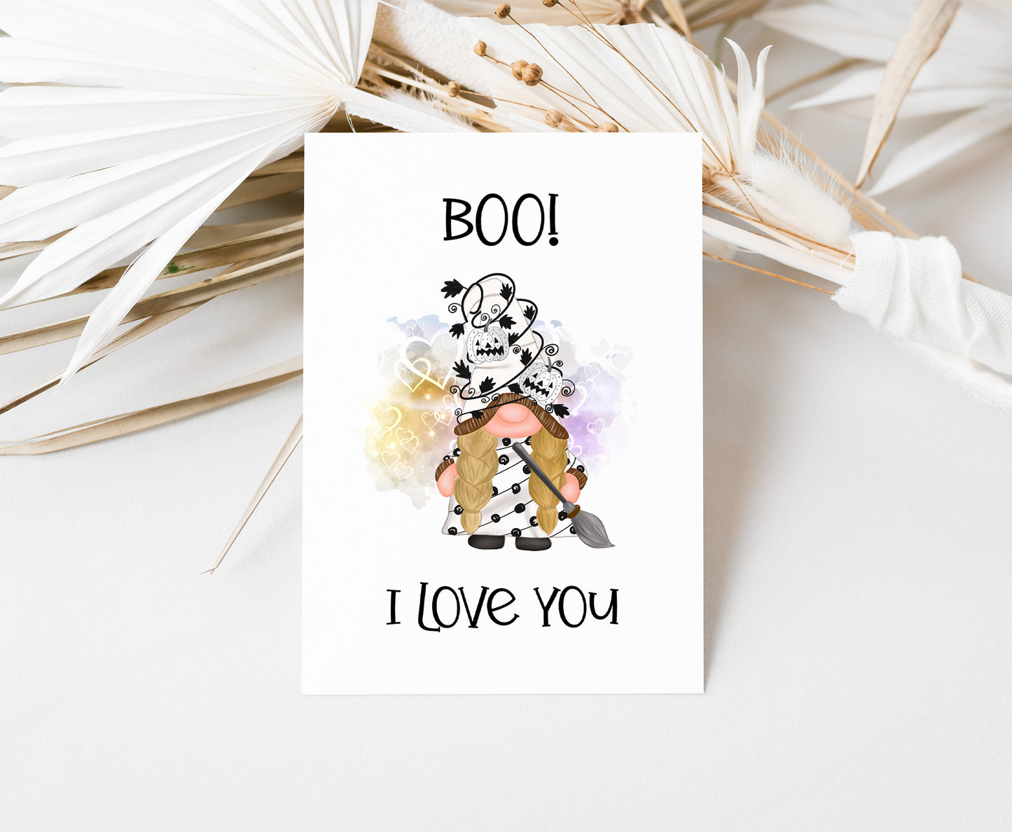 Boo Gnome Halloween Card | Printable 5x7 Folded card - Blank inside