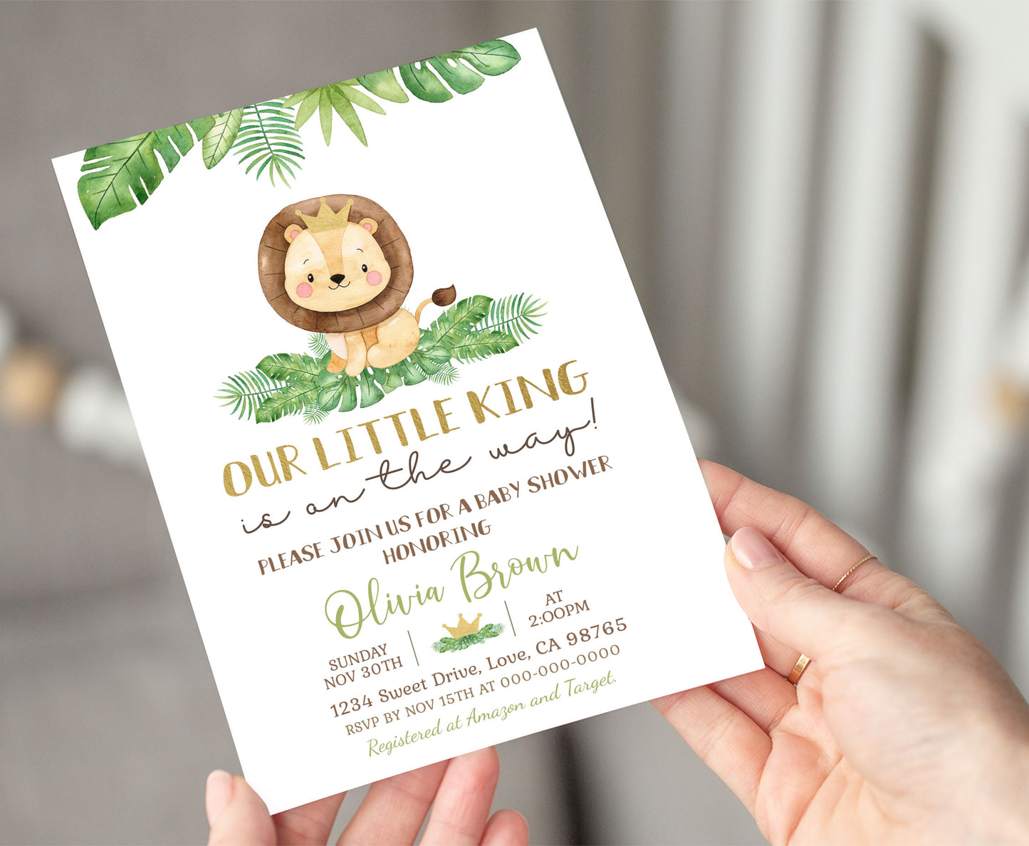 Lion Baby Shower Invitation | Editable It's a Boy Baby Shower Invite - 35E