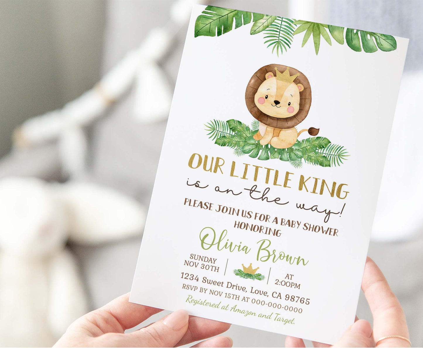 Lion Baby Shower Invitation | Editable It's a Boy Baby Shower Invite - 35E