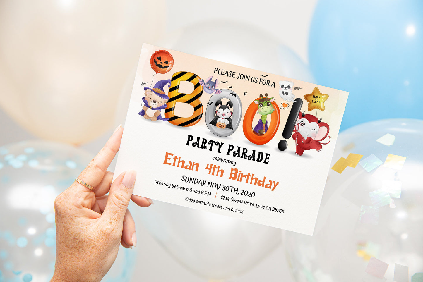 Editable Halloween Birthday Invitation | Woodland Party Theme - 115F