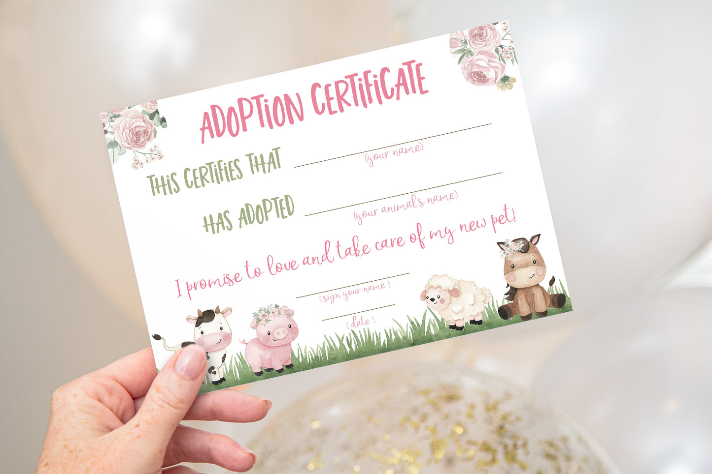 Girl Farm Adoption Certificate - 11A