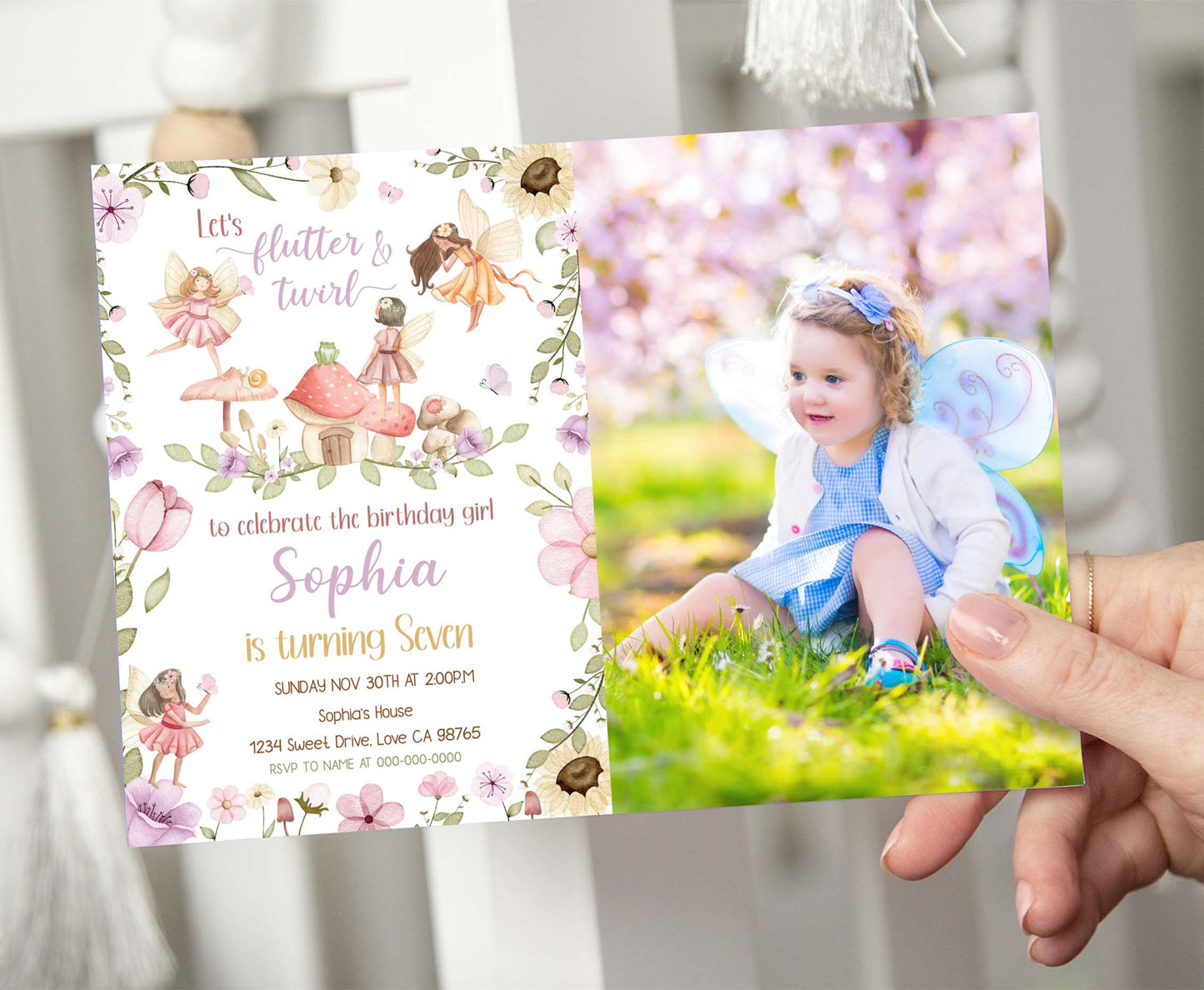Editable Magical Fairy Photo Invitation | Fairy Garden Birthday Invite - 10A