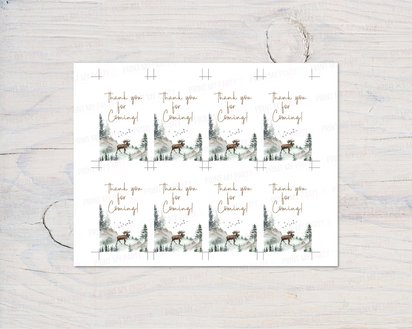Moose Thank You Tags | Woodland Party Favor Tags - 47H