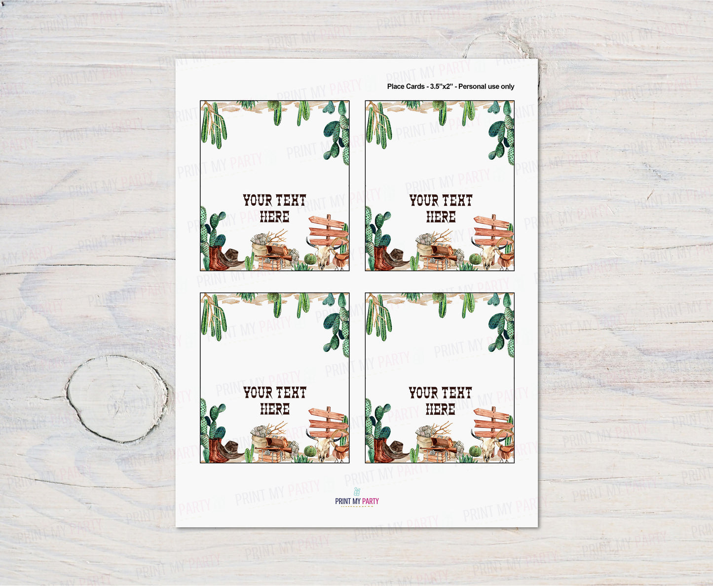 EDITABLE Rodeo Place Cards |  Cowboy Party Food Labels - 34A