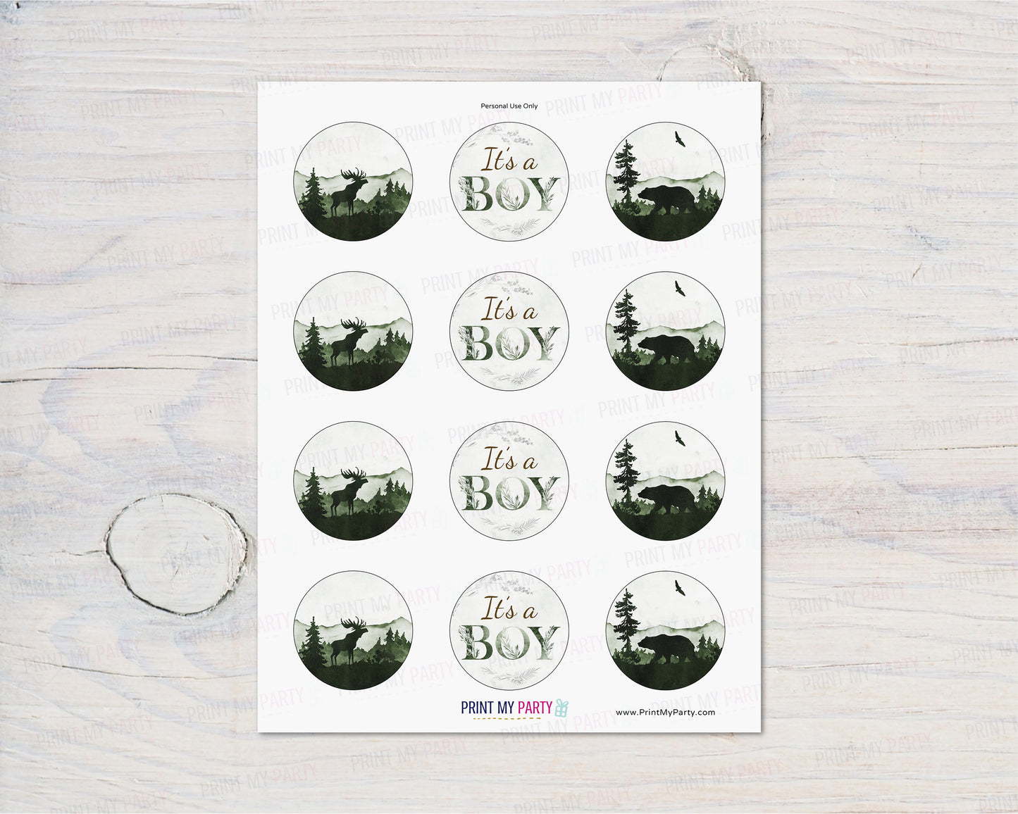 It's a Boy Forest Cupcake Toppers | Woodland Baby Shower Decorations - 47C