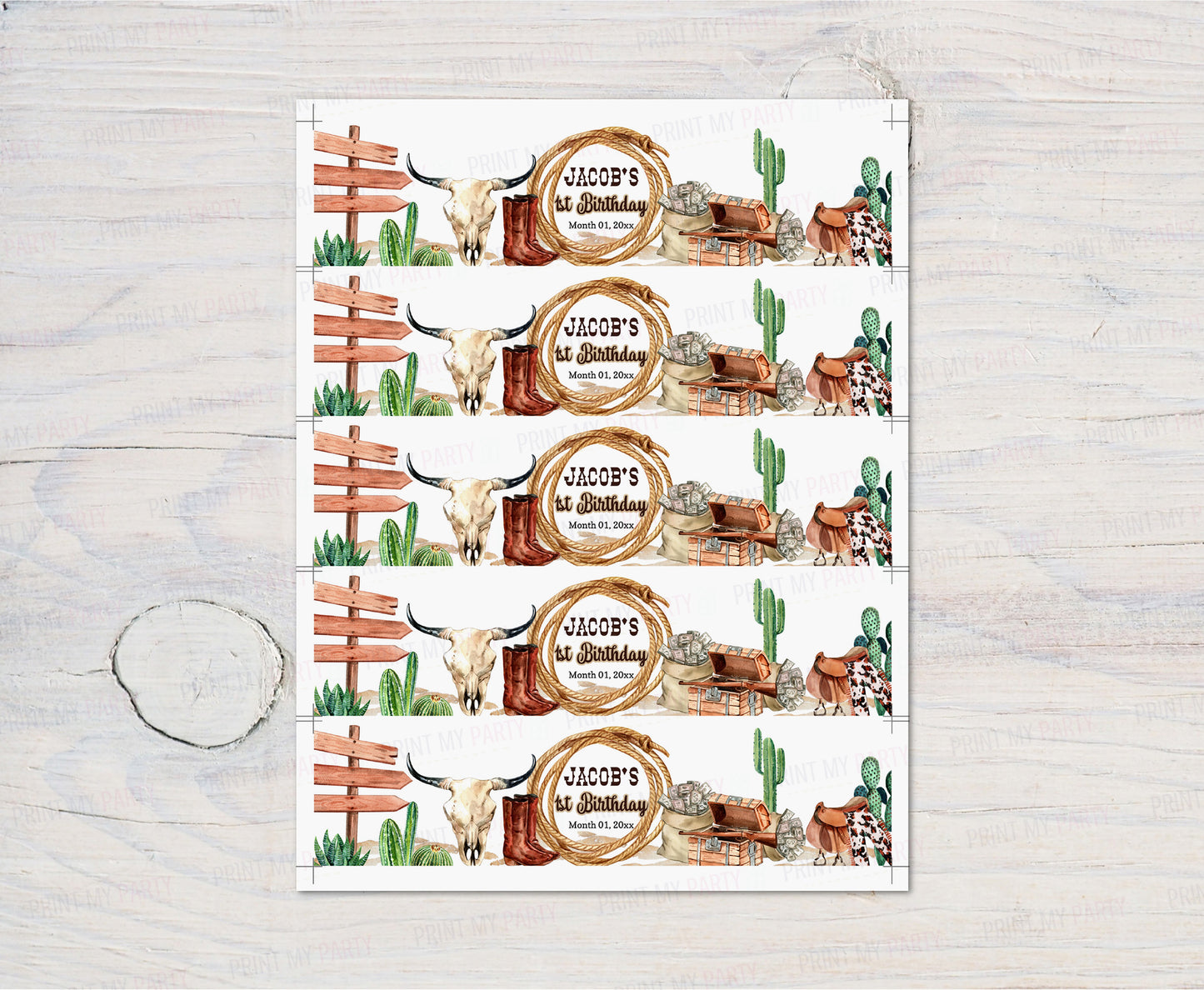 Editable Rodeo Water Labels | Cowboy Birthday Party Decorations- 34A