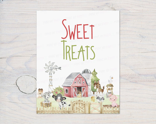 Sweet Treats Sign Printable | Farm Party Table Decoration - 11C1
