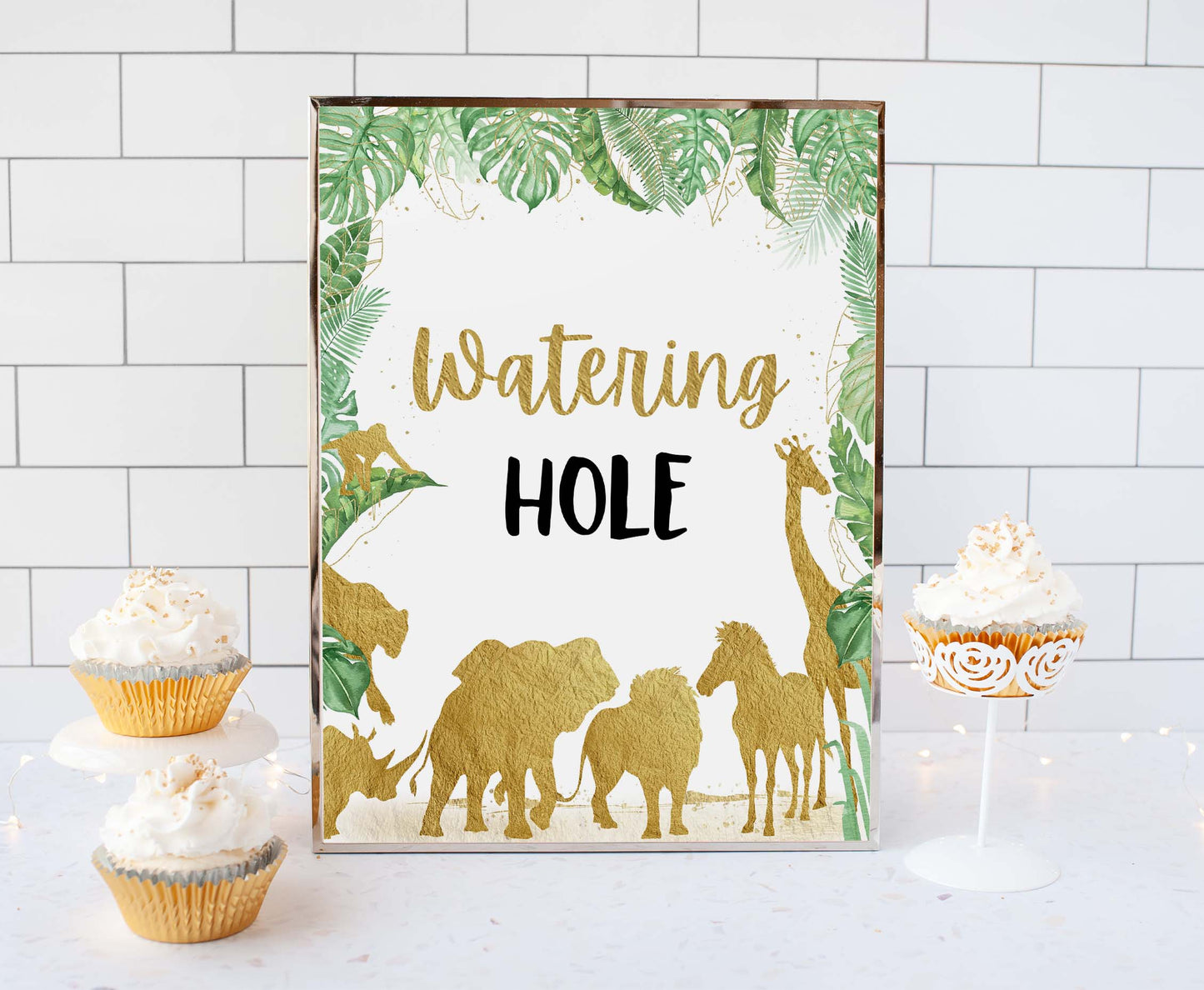 Safari Watering Hole Sign | Jungle Themed Party Table Decorations - 35K