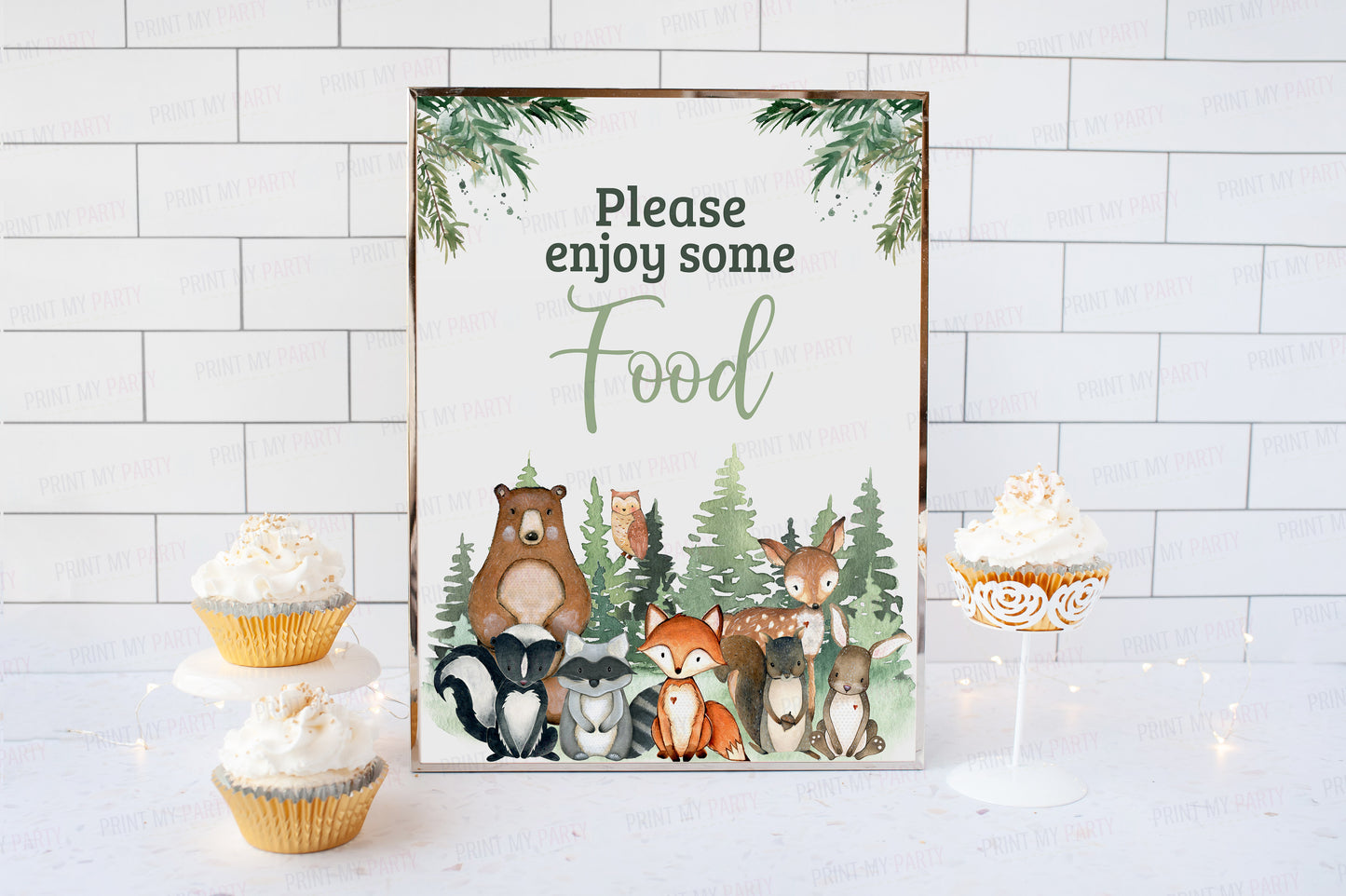 Woodland Food Sign | Forest Animals Party Table Decorations - 47J2