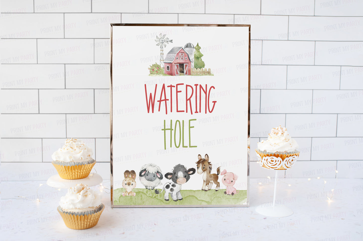 Watering Hole Sign Printable | Farm Party Table Decoration - 11C1