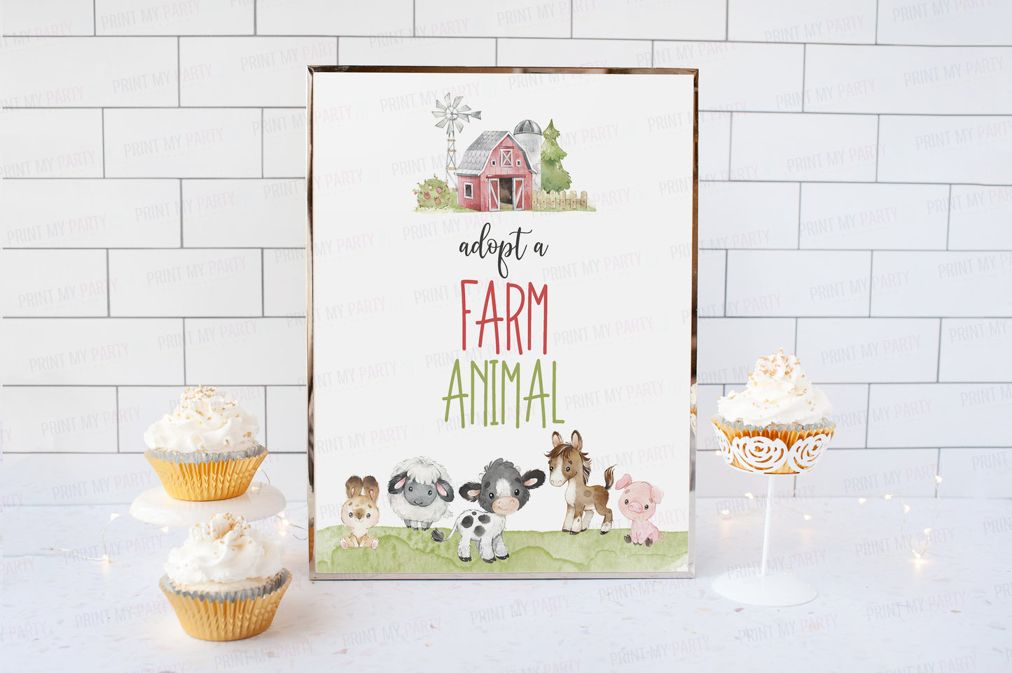 Adopt a Farm Animal Sign Printable | Farm Party Table Decoration - 11C1