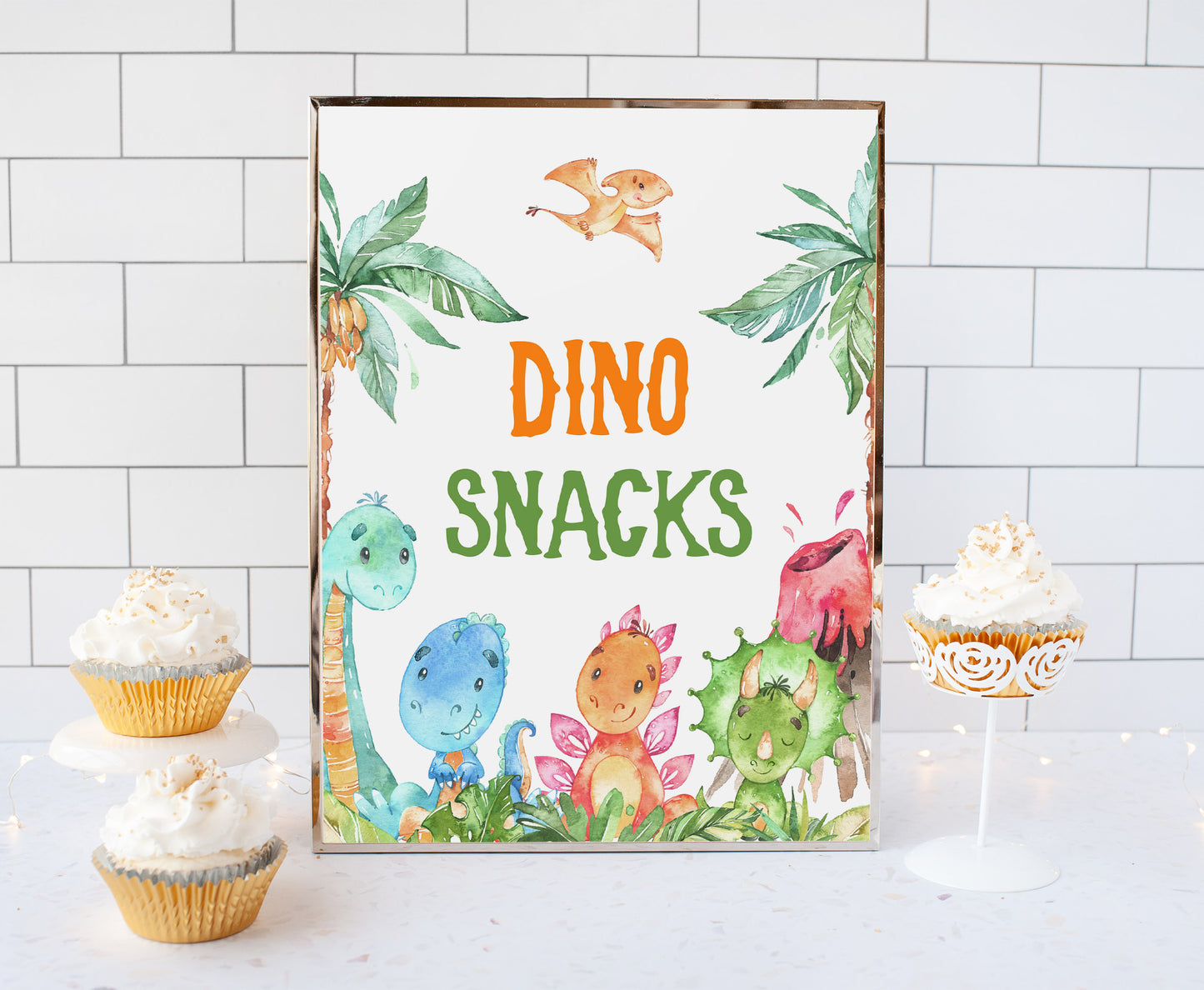 Dino Snacks Sign | Dinosaur Themed Party Table Decorations - 08A