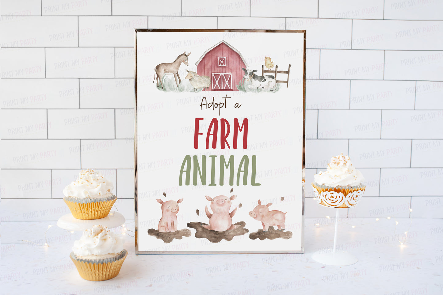 Adopt a Farm Animal Sign | Boy Farm Party Decorations - 11B