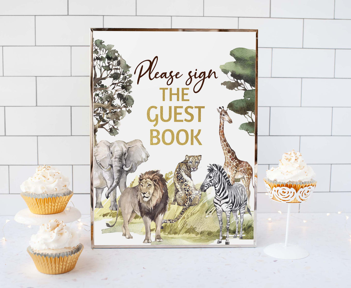 Safari Please sign the guest Book Sign | Jungle Themed Party Table Decorations - 35I