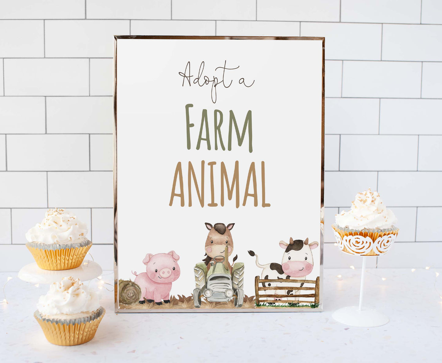 Adopt a Farm Animal Sign Printable | Farm Party Table Decoration - 11E