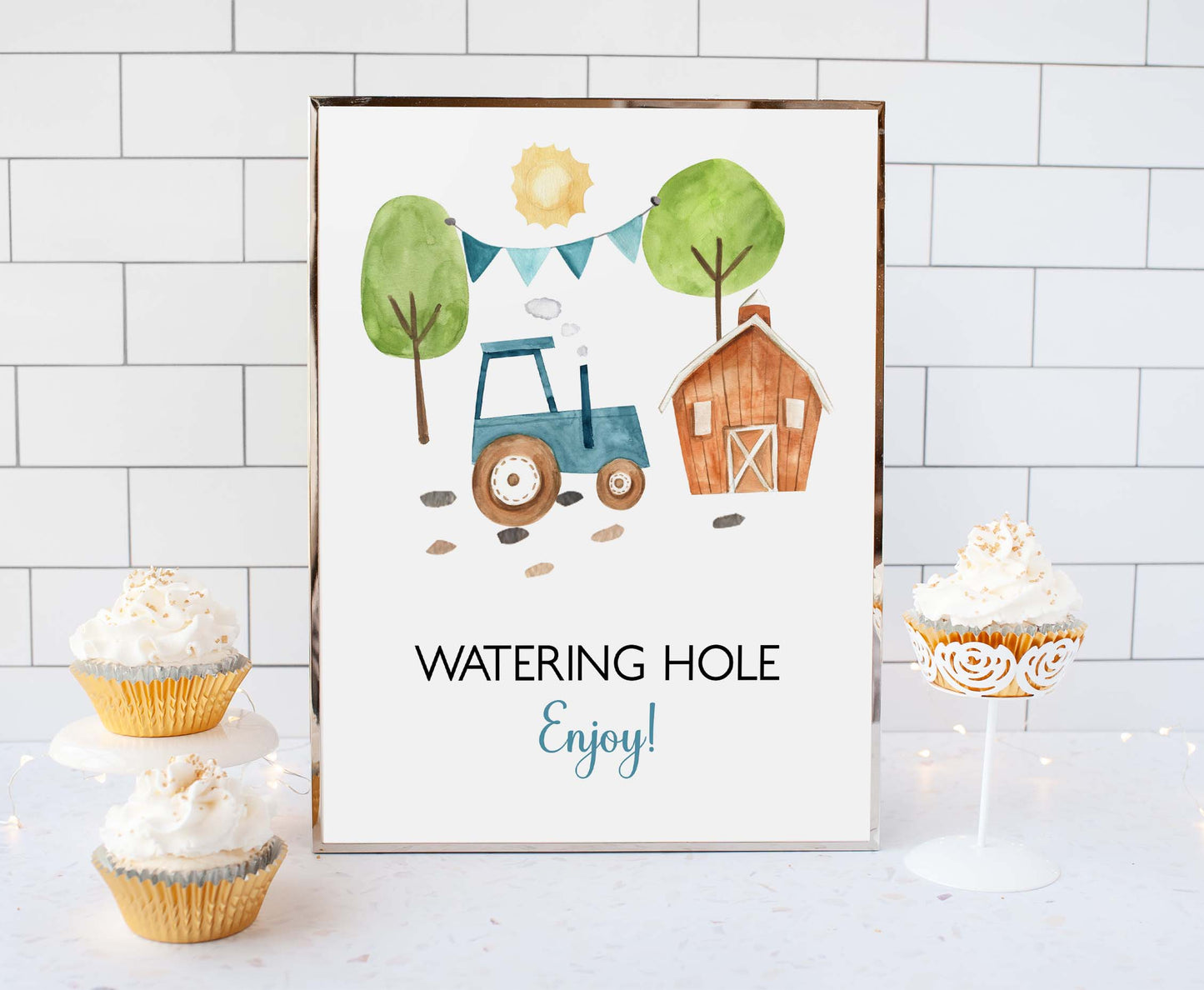 Tractor Watering Hole table Sign | Farm Party Decorations - 11F