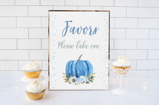 Blue Pumpkin Favors Sign | Fall theme Party Table Decoration - 30B