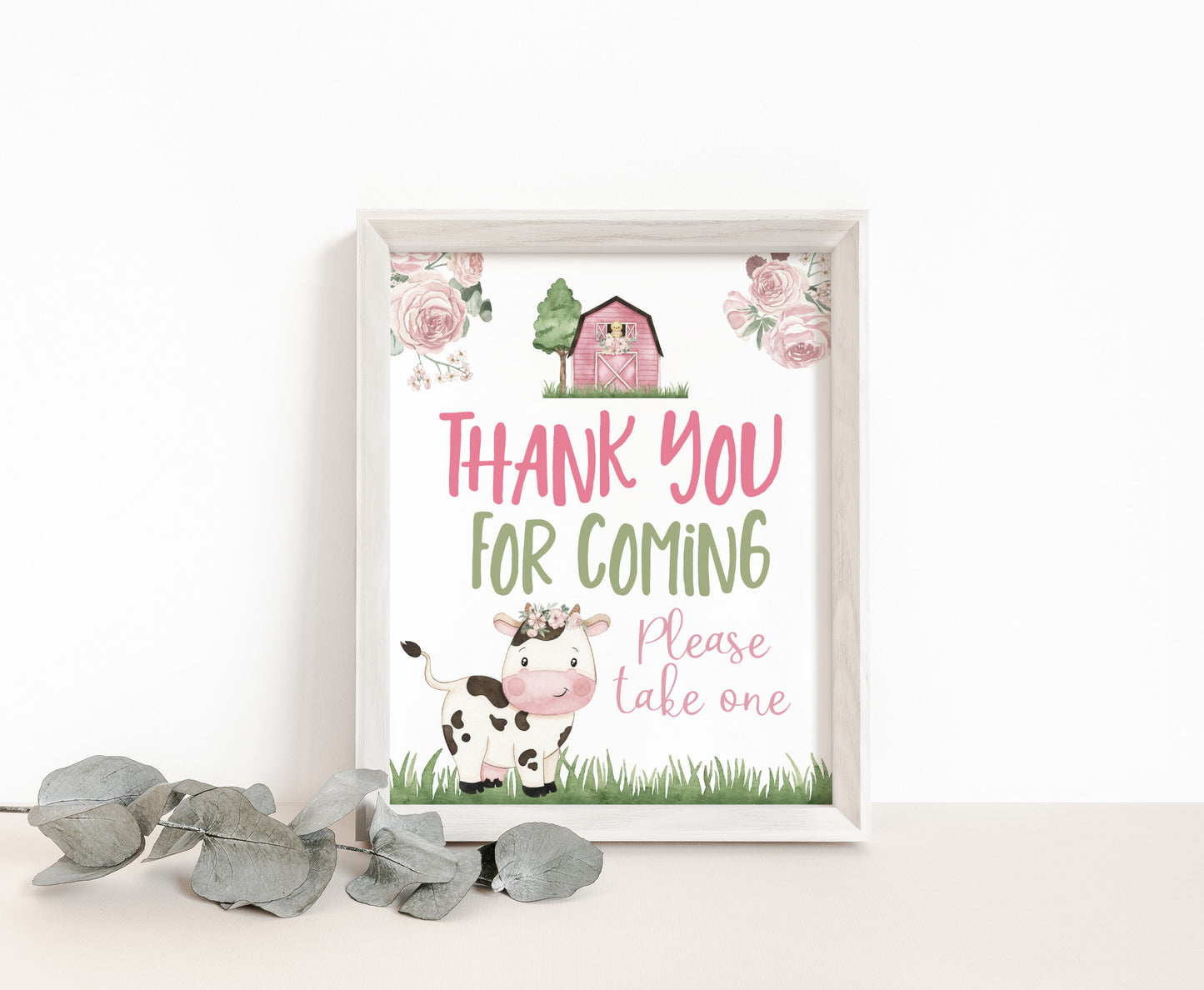 Cow Thank You For Coming Sign | Girl Farm Party Decorations - 11A
