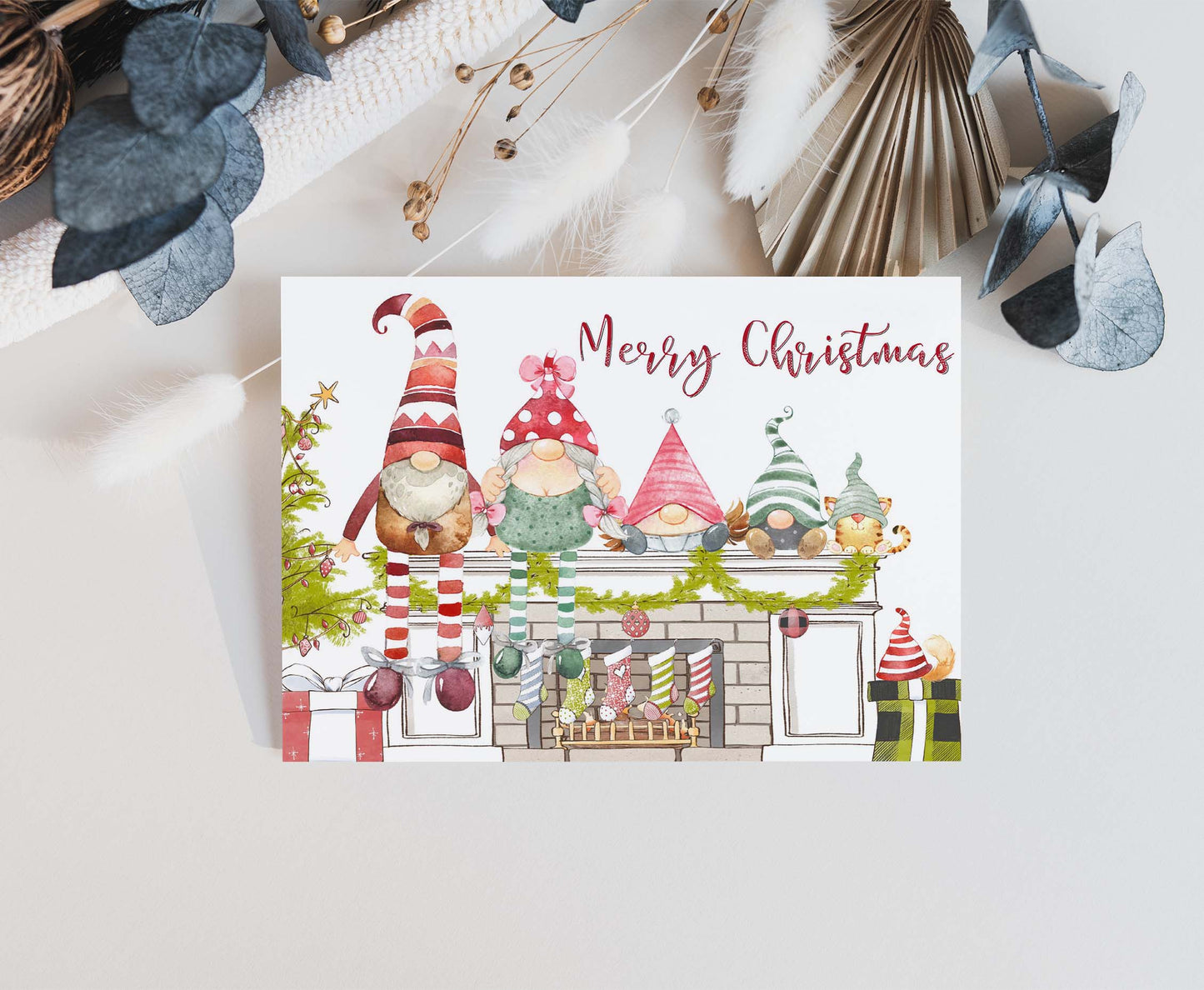 Merry Christmas Card | Gmomes Christmas Greeting 7x5 Folded card - Blank inside -112