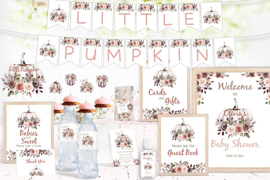 Pumpkin Baby Shower Bundle | A Little Pumpkin is in the way Baby Shower Decorations - 30I