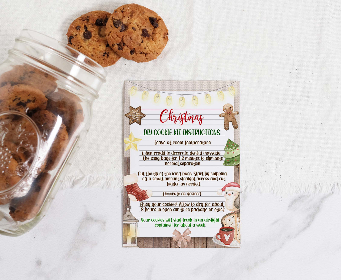Diy Cookie Kit Instructions Card | Merry Christmas Printable Cards - 112