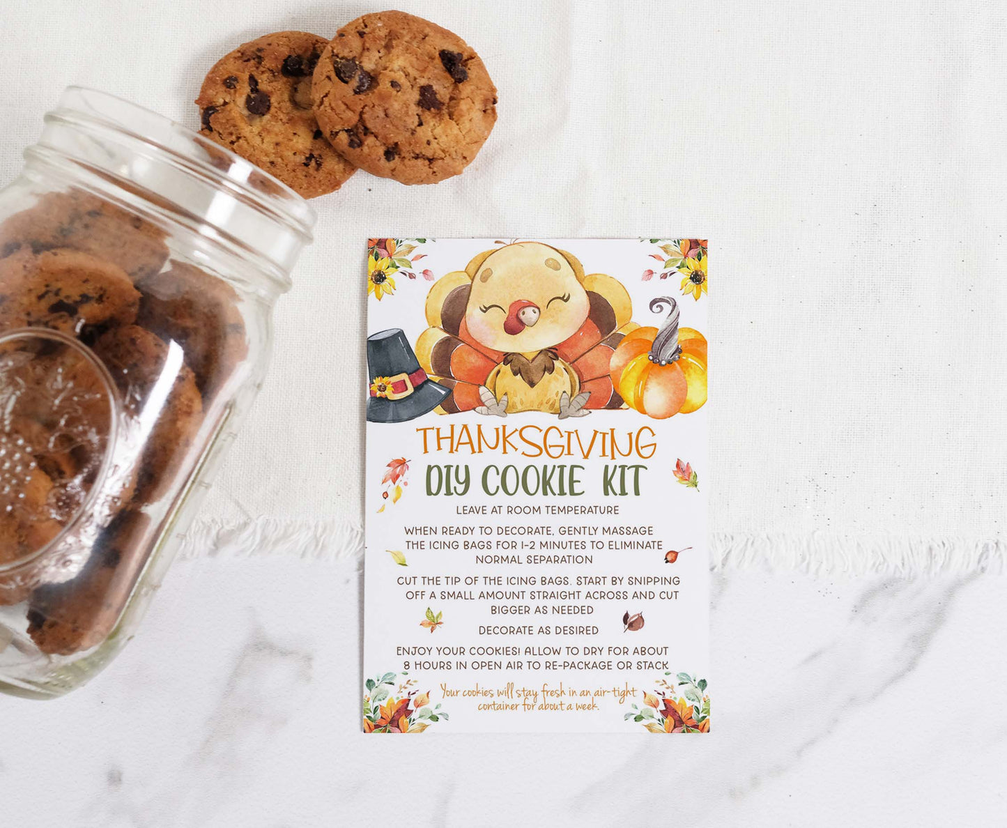 Thanksgiving Diy Cookie Kit Instructions Card | Fall Printable Cards - 118