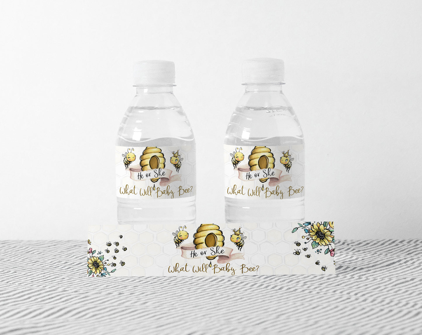 Bee Water Bottle Labels | What Will Baby Bee Gender Reveal Decorations - 61A