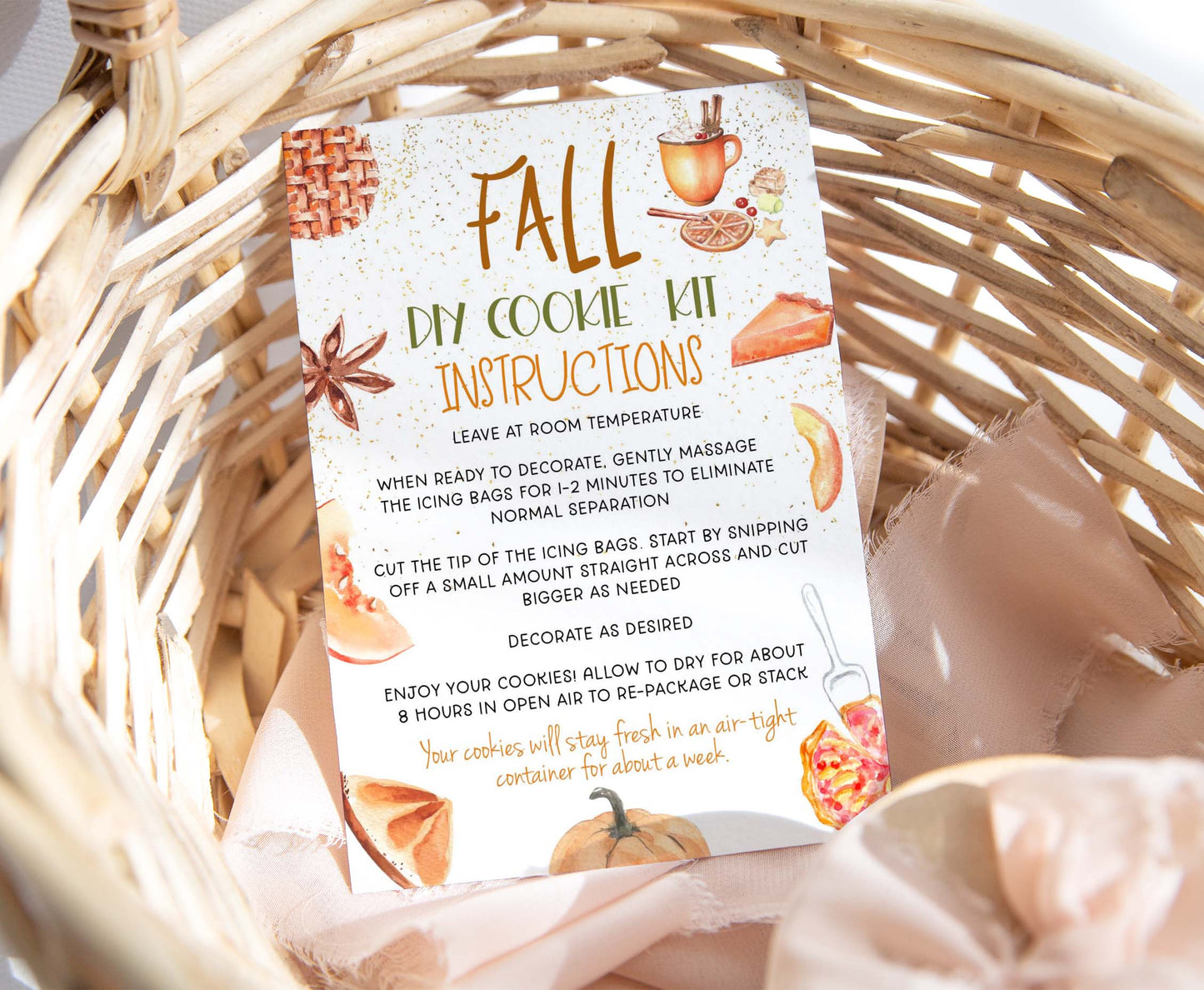 Pumpkin Diy Cookie Kit Instructions Card | Fall Printable Cards - 118