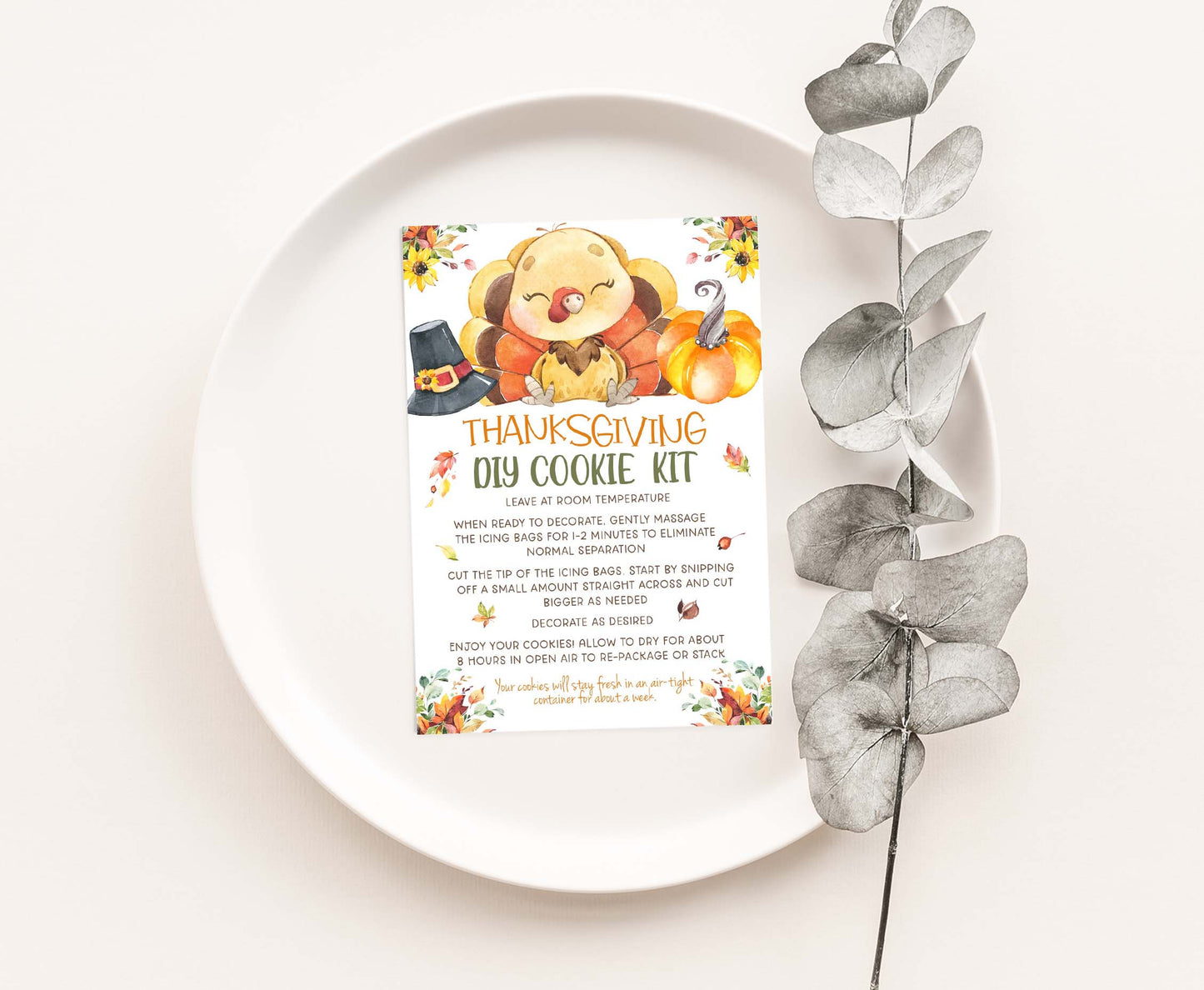 Thanksgiving Diy Cookie Kit Instructions Card | Fall Printable Cards - 118