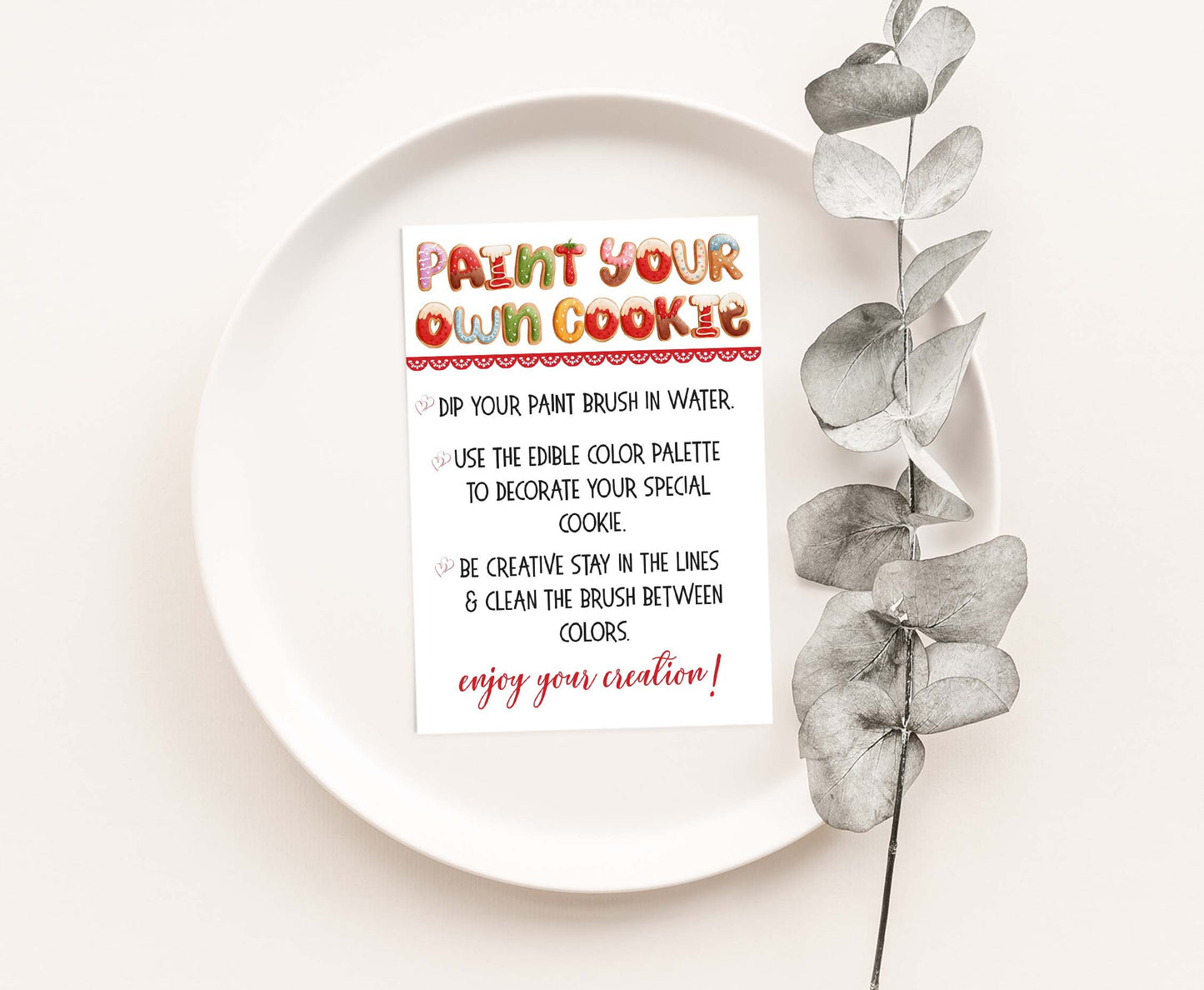 Paint your own Cookie Instructions | Valentines Printable Cards - 119