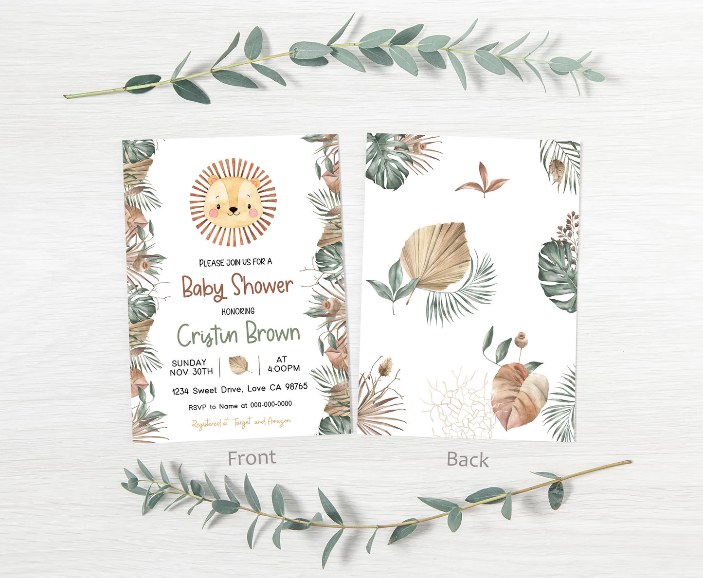 Boho Lion Baby Shower Invitation | Editable It's a Boy Baby Shower Invite - 35L