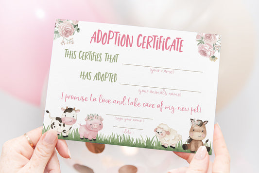 Girl Farm Adoption Certificate - 11A