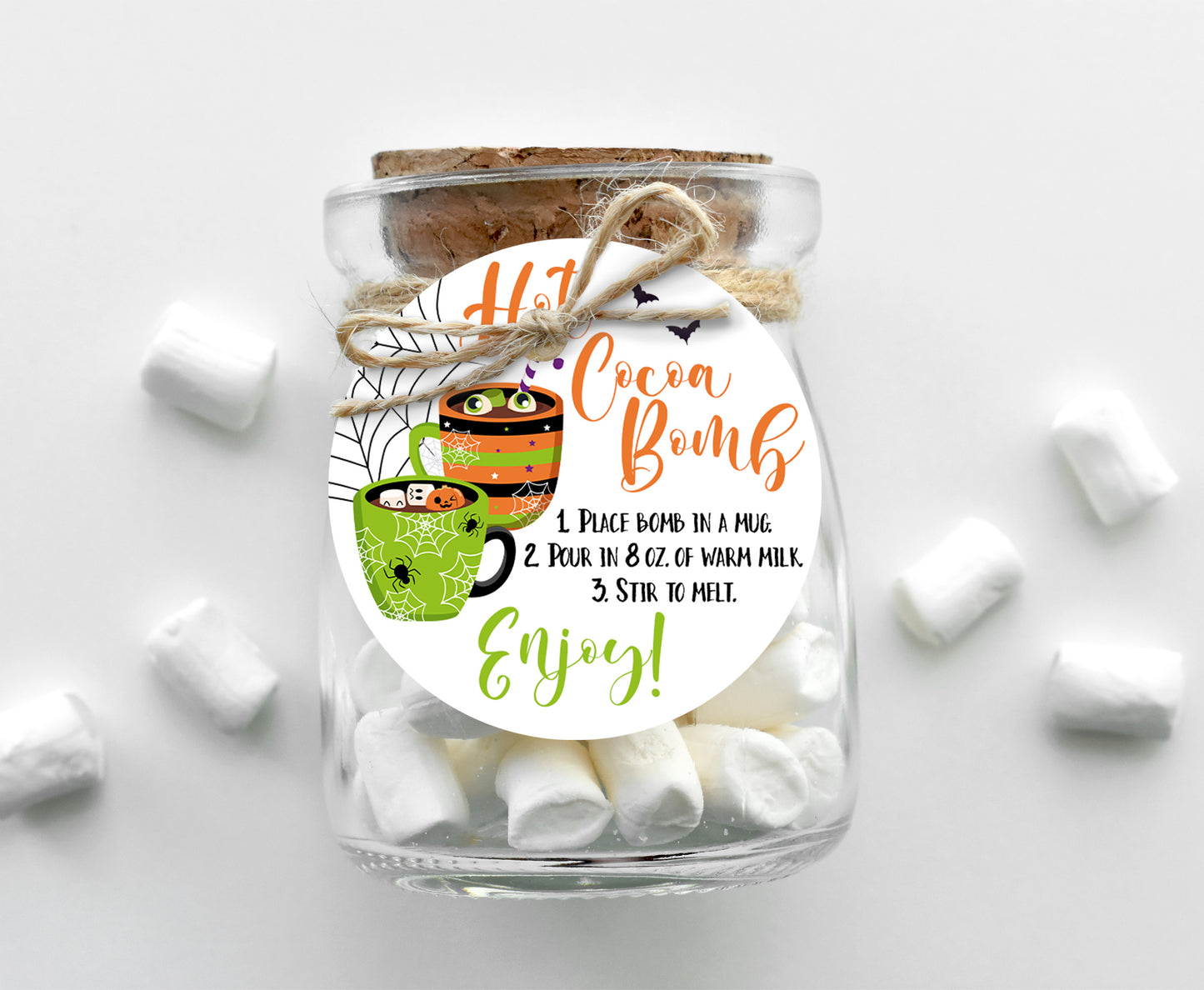 Hot Cocoa Bomb Tags 2"x2" | Halloween Favor Tags - 115