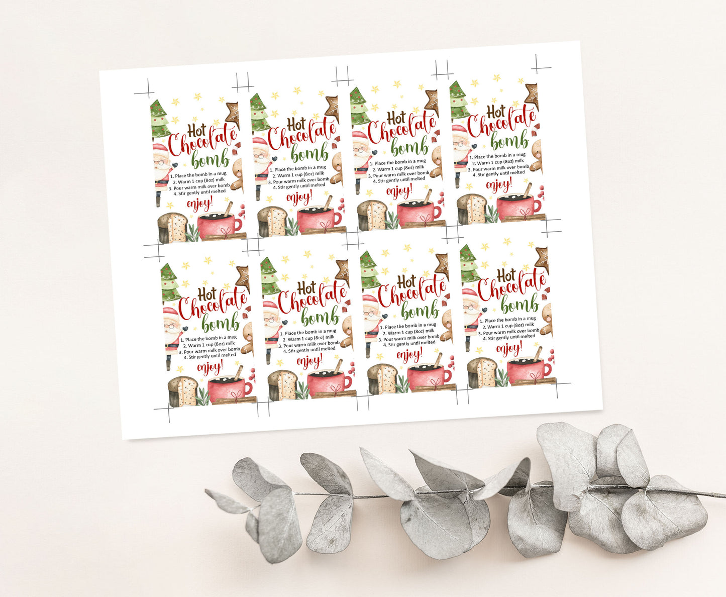 Hot cocoa bomb Tags | Christmas Hot Chocolate Bomb Instructions Favor Tags - 112