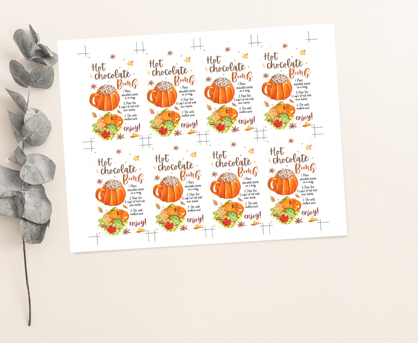 Hot Chocolate Bomb Inctructions Tags | Fall Favor Tags - 30