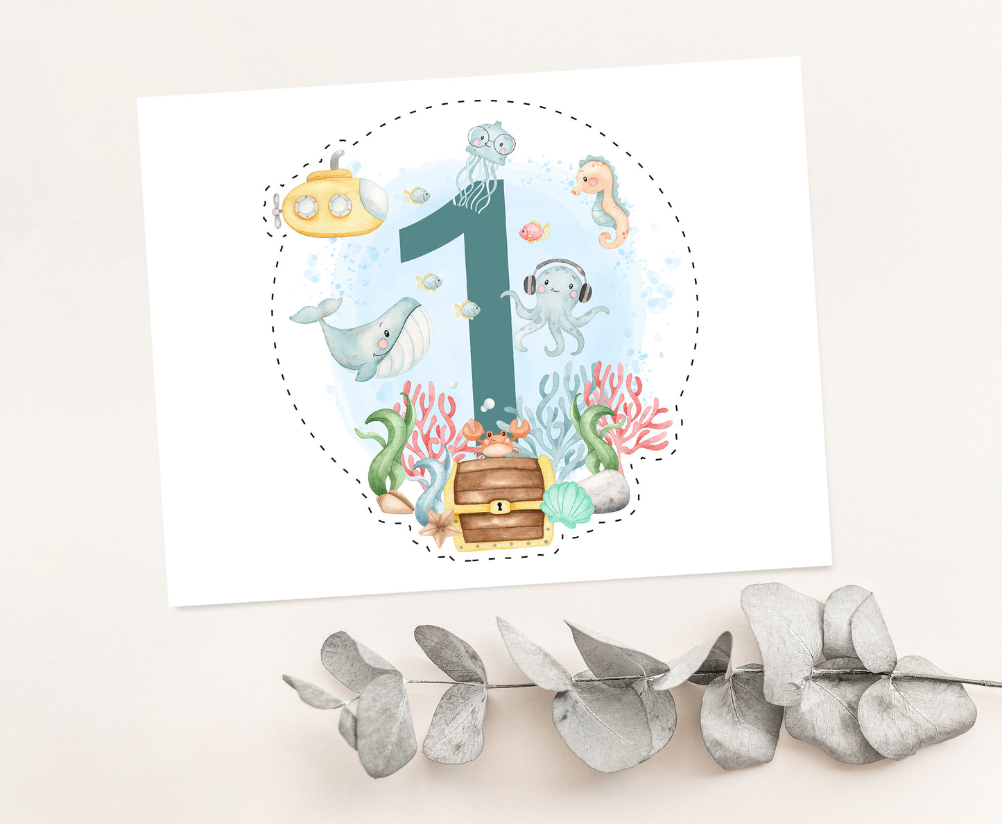 Under the Sea Cake topper | Ocean 1st Birthday Party Decorations - 44A